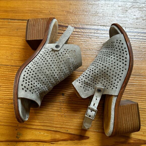 rag & bone Gray Perforated Suede Open-Toe Block Heel Sandals - Picture 2 of 6